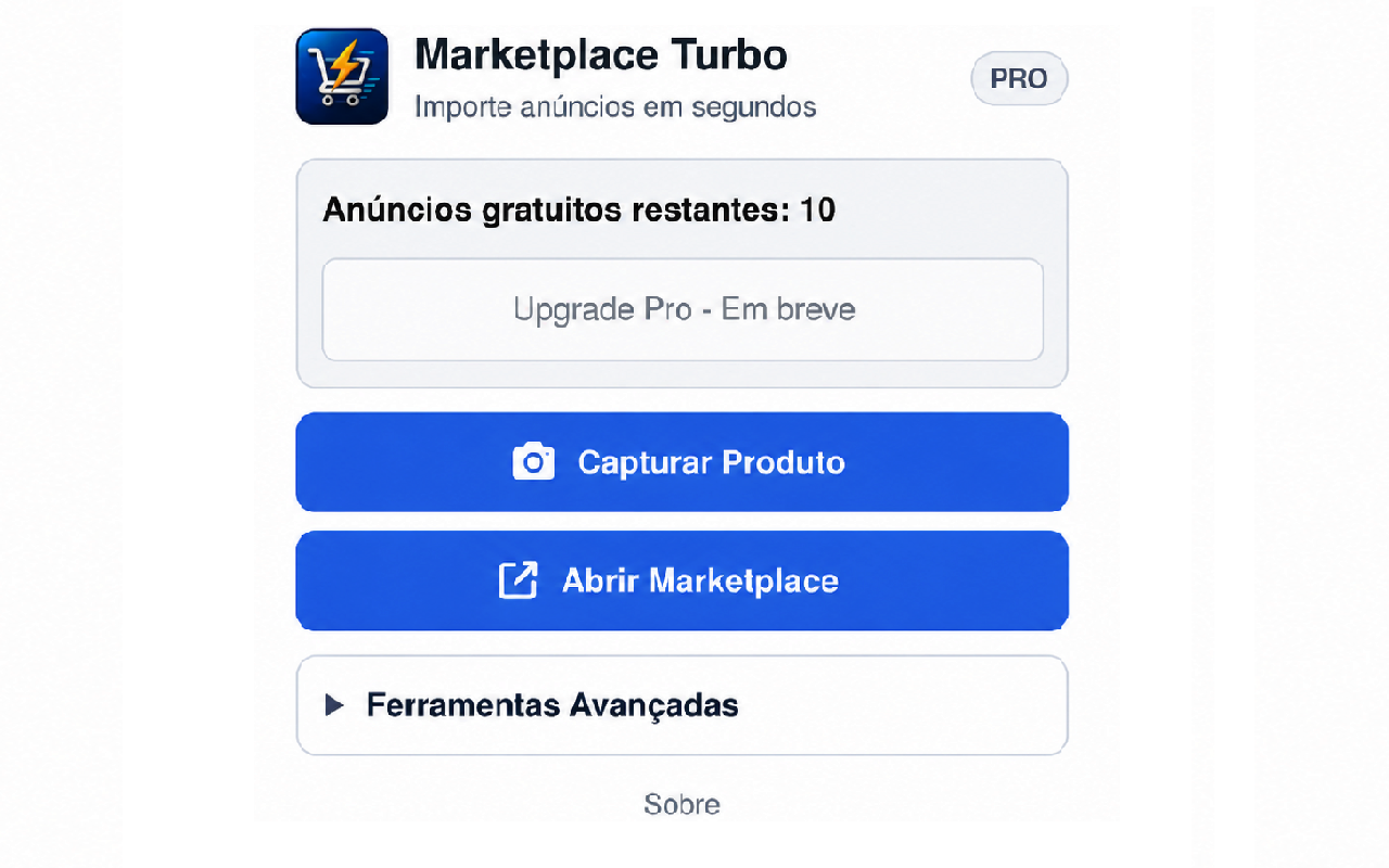 Popup de captura da extensão Marketplace Turbo